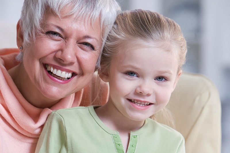 grandmother with child